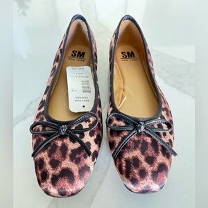 SM New York Animal Print Flats with Black Bow. Zion Leopard. Women’s Size 8